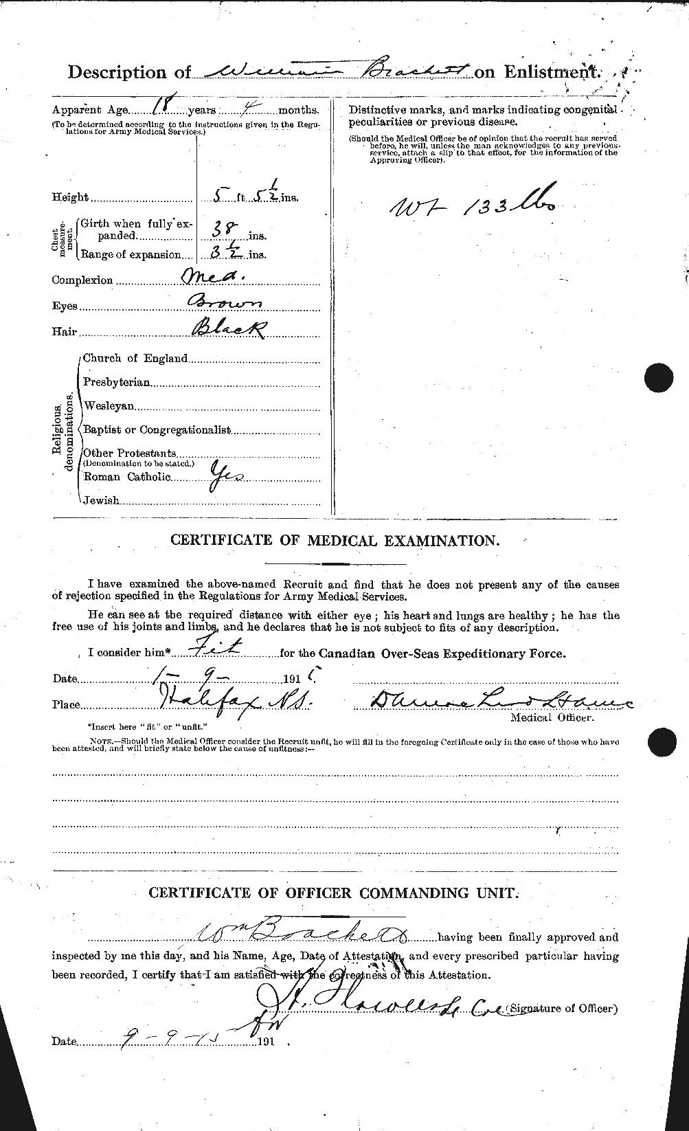 Dossiers du Personnel de la Première Guerre mondiale - CEC 254742b
