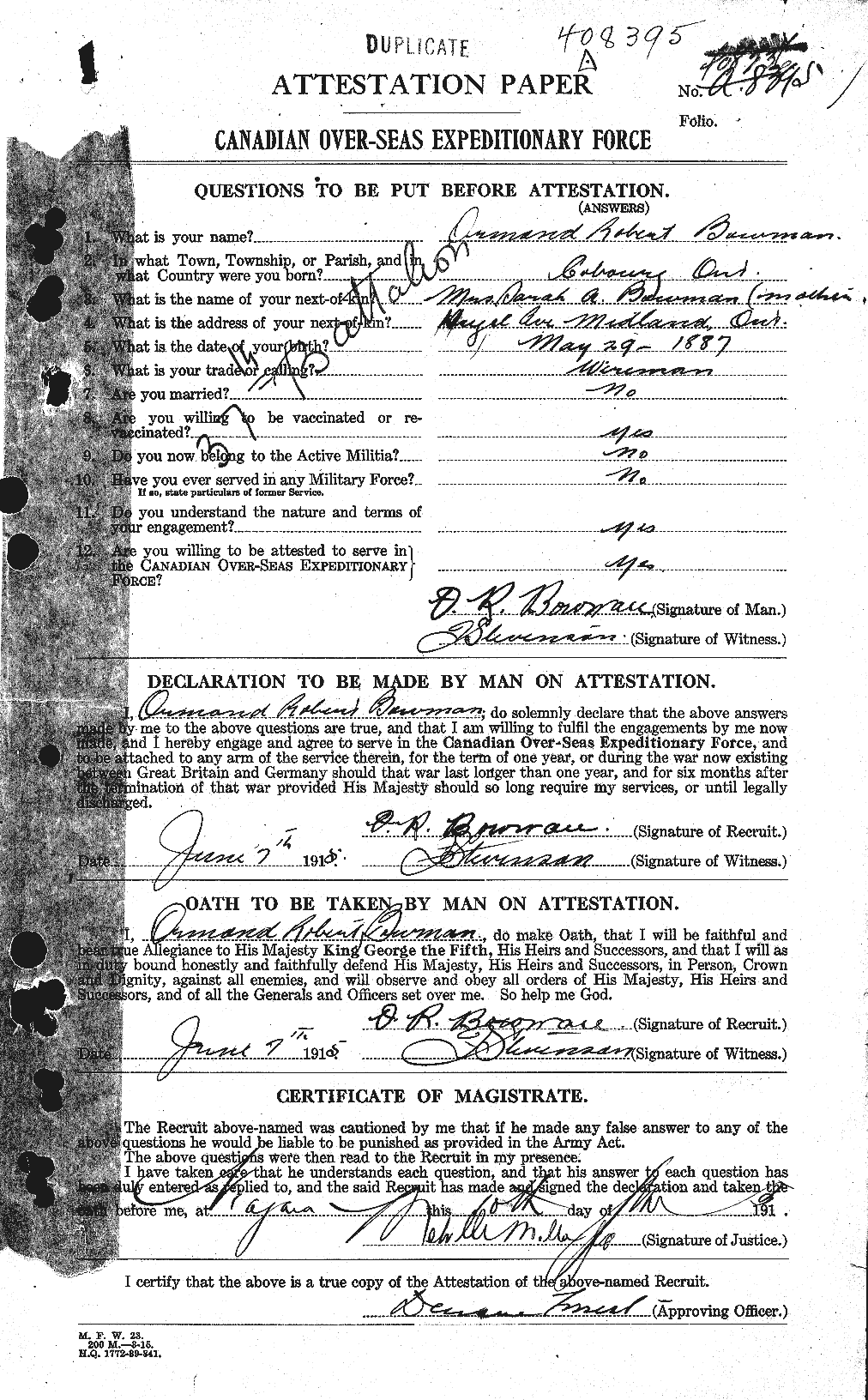 Personnel Records of the First World War - CEF 255122a