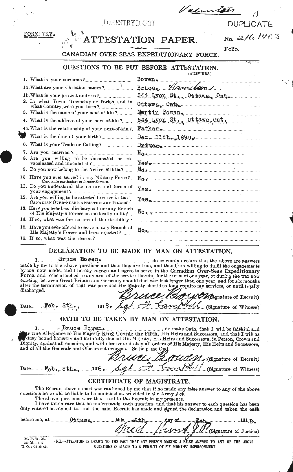 Personnel Records of the First World War - CEF 255358a