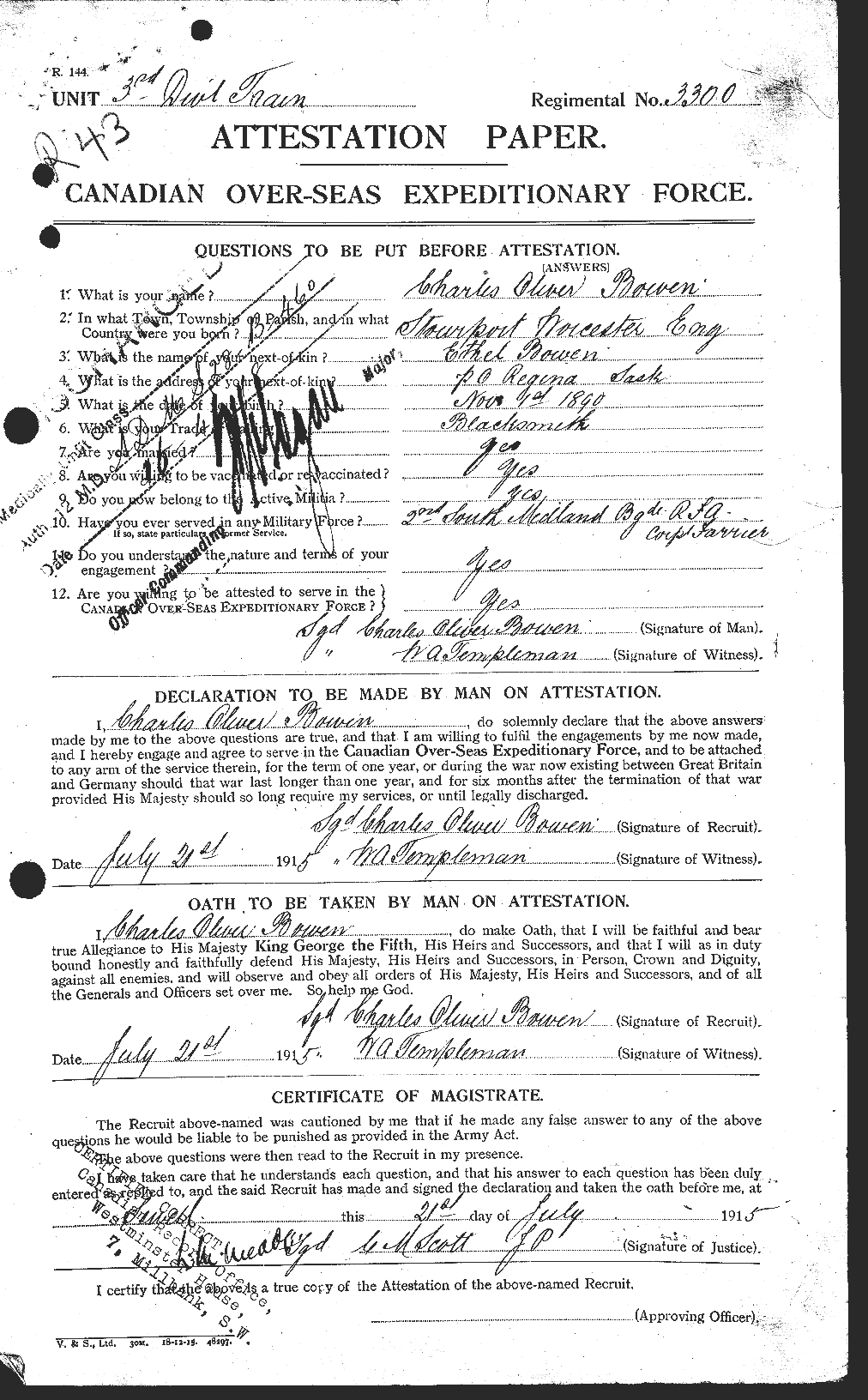Personnel Records of the First World War - CEF 255364a