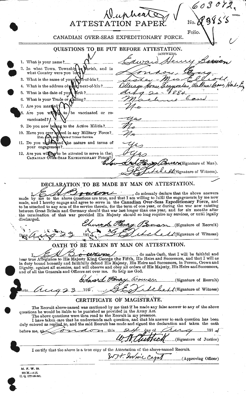 Personnel Records of the First World War - CEF 255381a