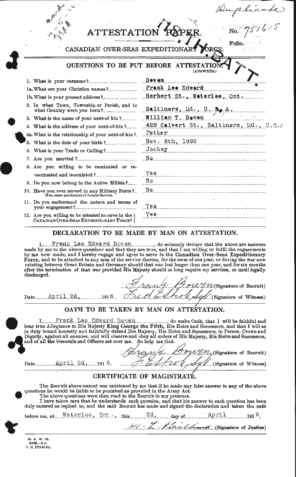 Personnel Records of the First World War - CEF 255389a