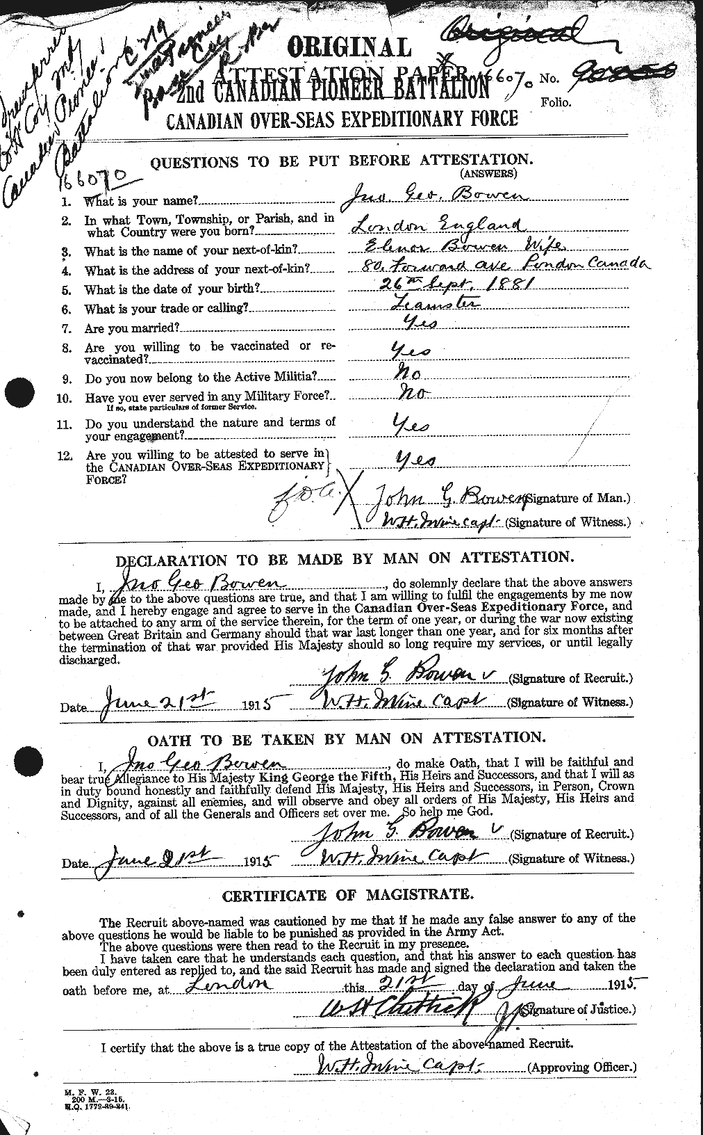 Personnel Records of the First World War - CEF 255438a