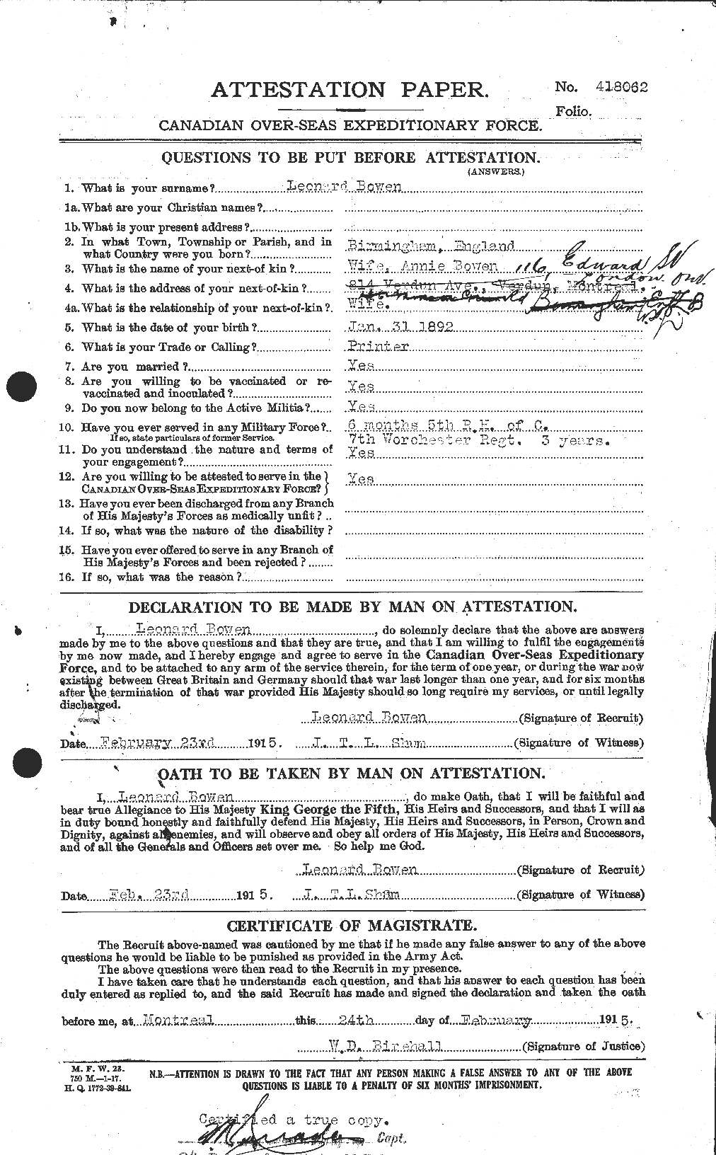 Personnel Records of the First World War - CEF 255447a