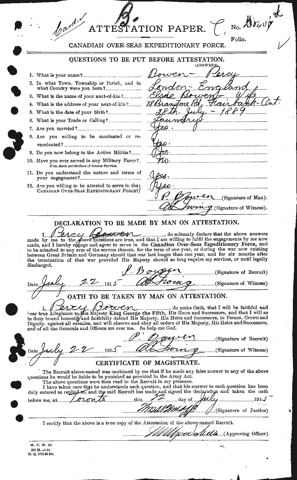 Personnel Records of the First World War - CEF 255450a