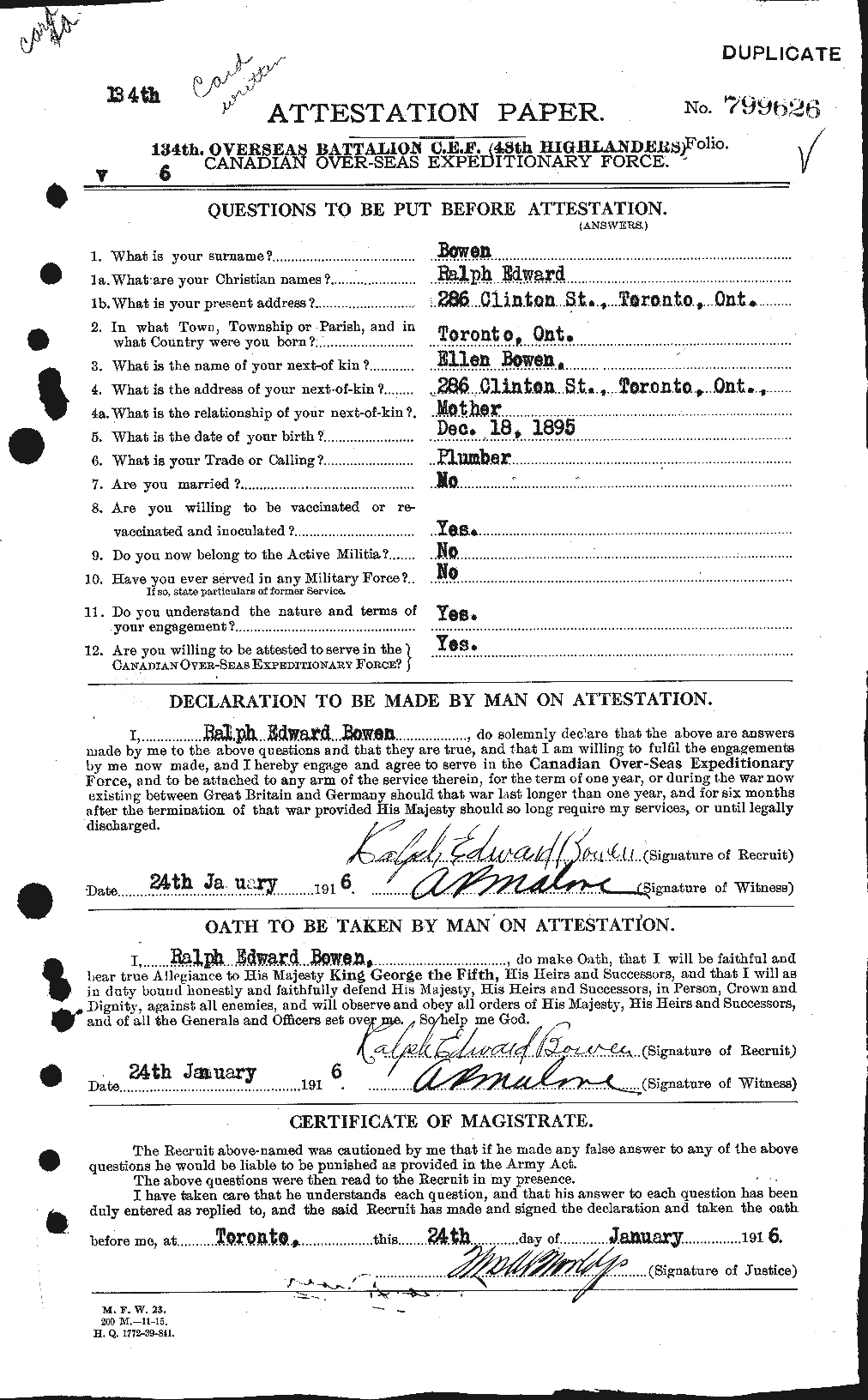 Personnel Records of the First World War - CEF 255458a