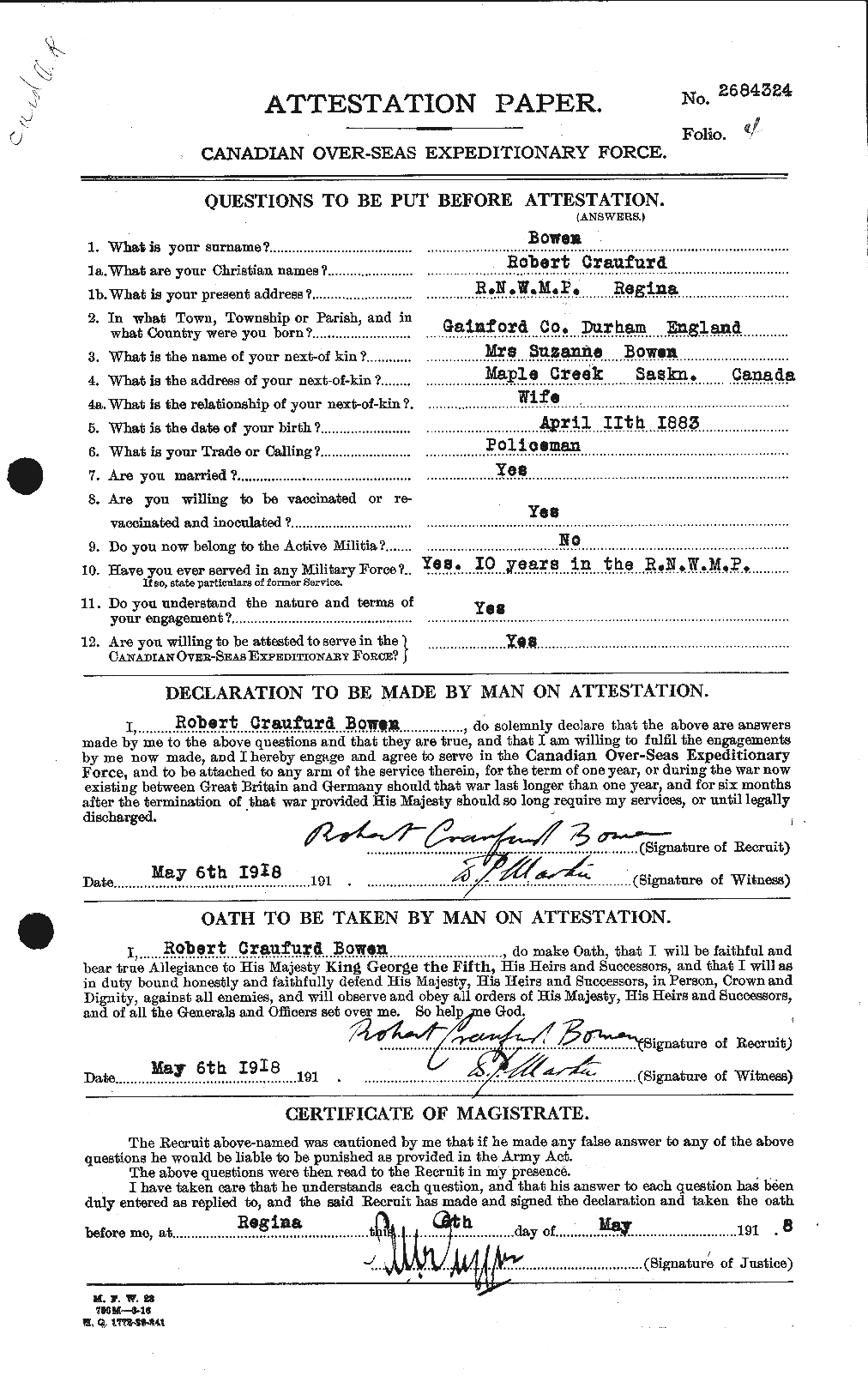 Personnel Records of the First World War - CEF 255464a