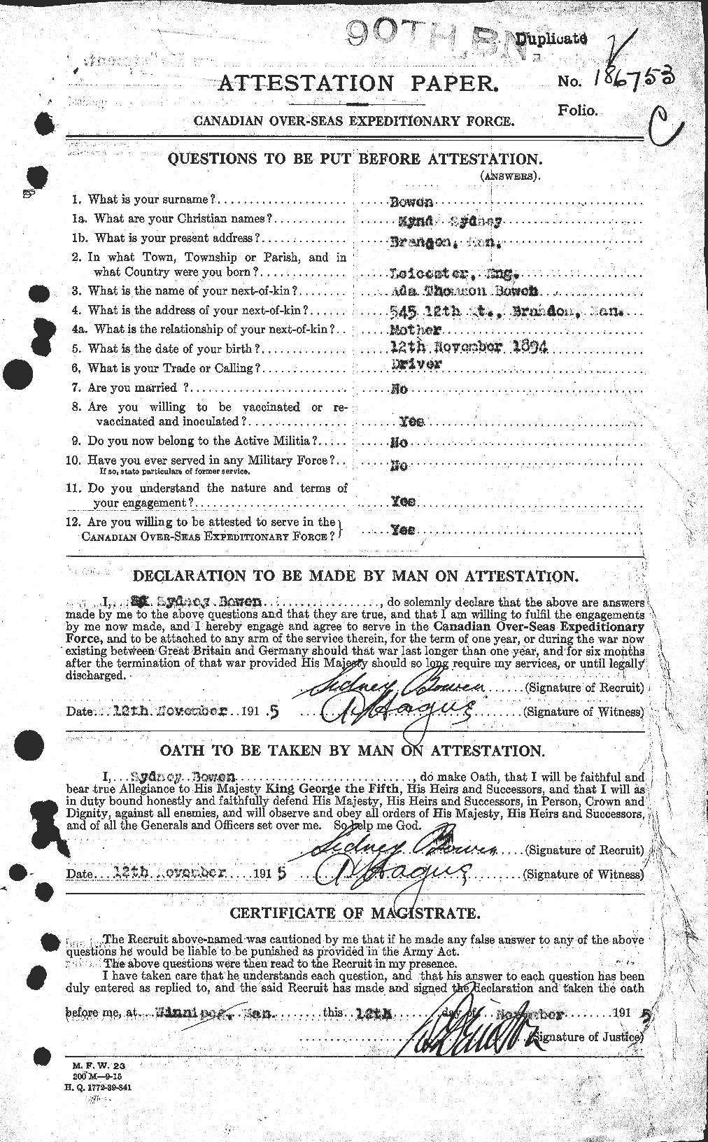 Personnel Records of the First World War - CEF 255471a