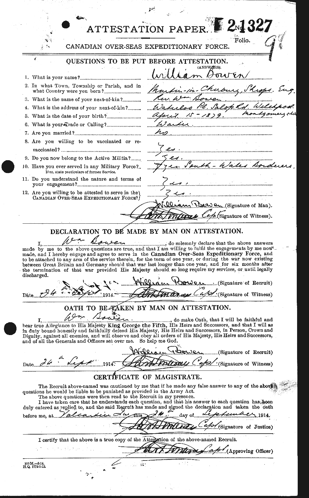 Personnel Records of the First World War - CEF 255485a