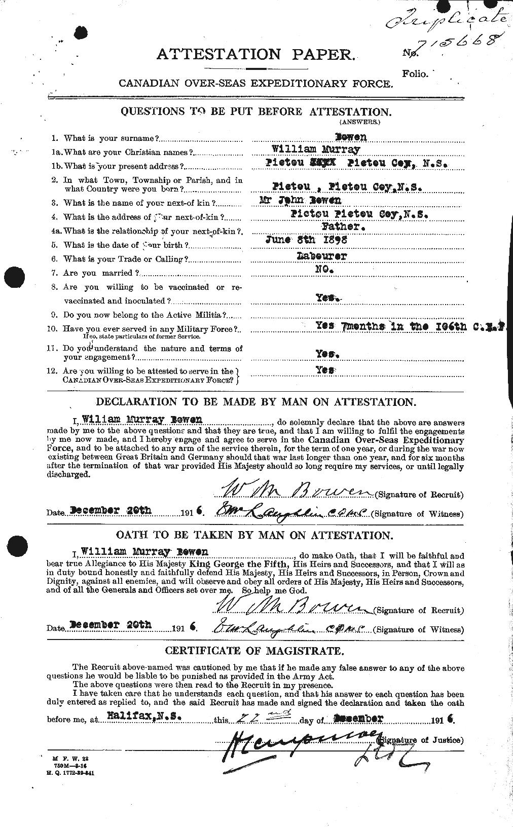 Personnel Records of the First World War - CEF 255489a
