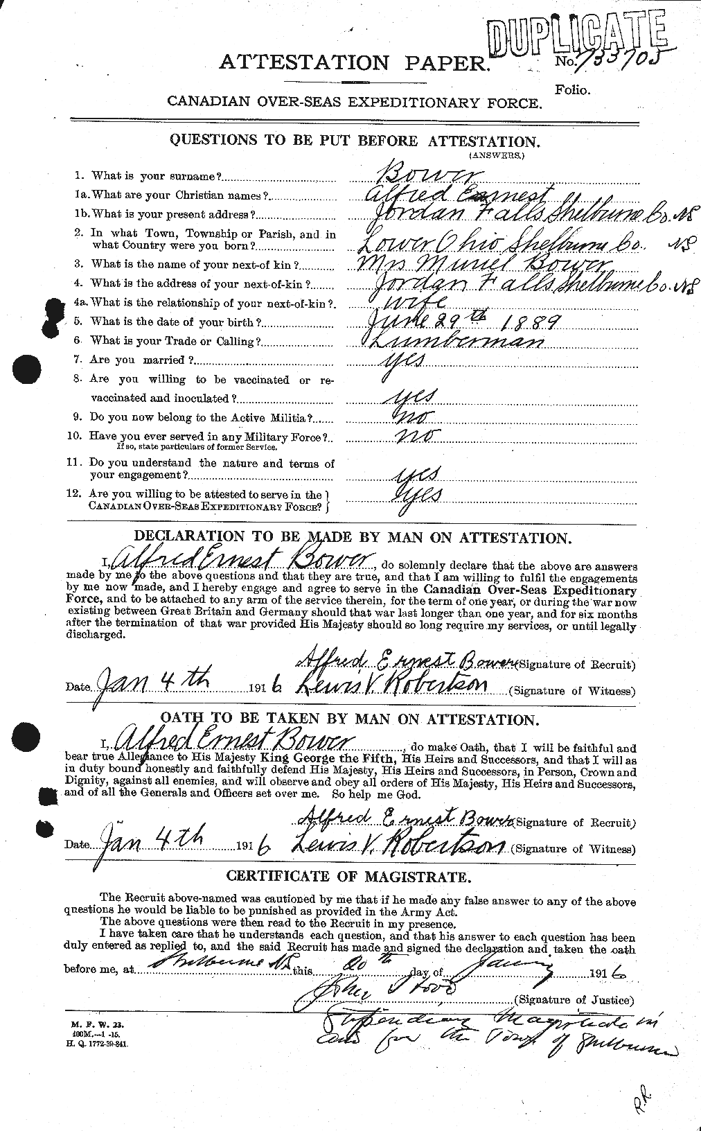Personnel Records of the First World War - CEF 255493a
