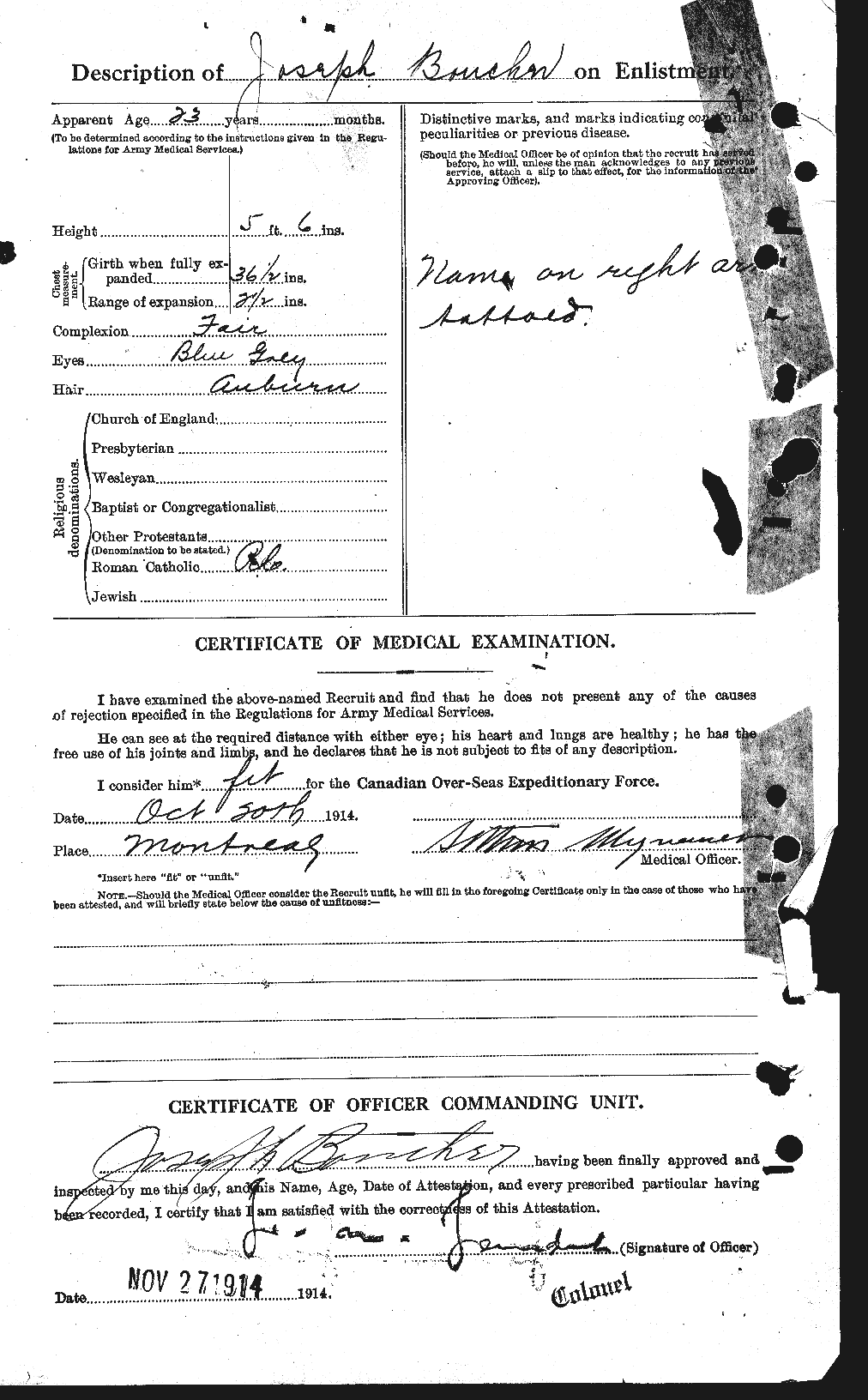 Dossiers du Personnel de la Première Guerre mondiale - CEC 255512b