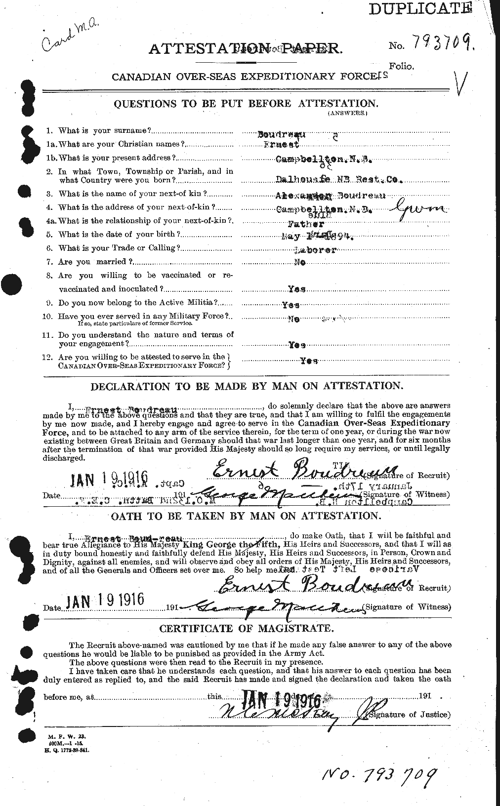Personnel Records of the First World War - CEF 255709a