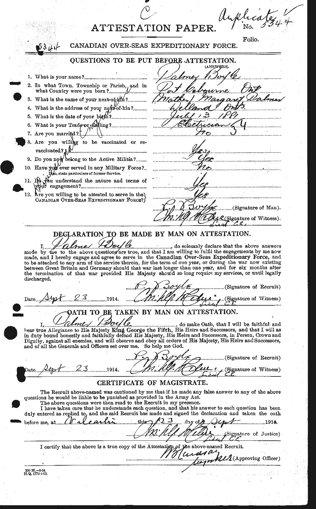 Personnel Records of the First World War - CEF 255943a