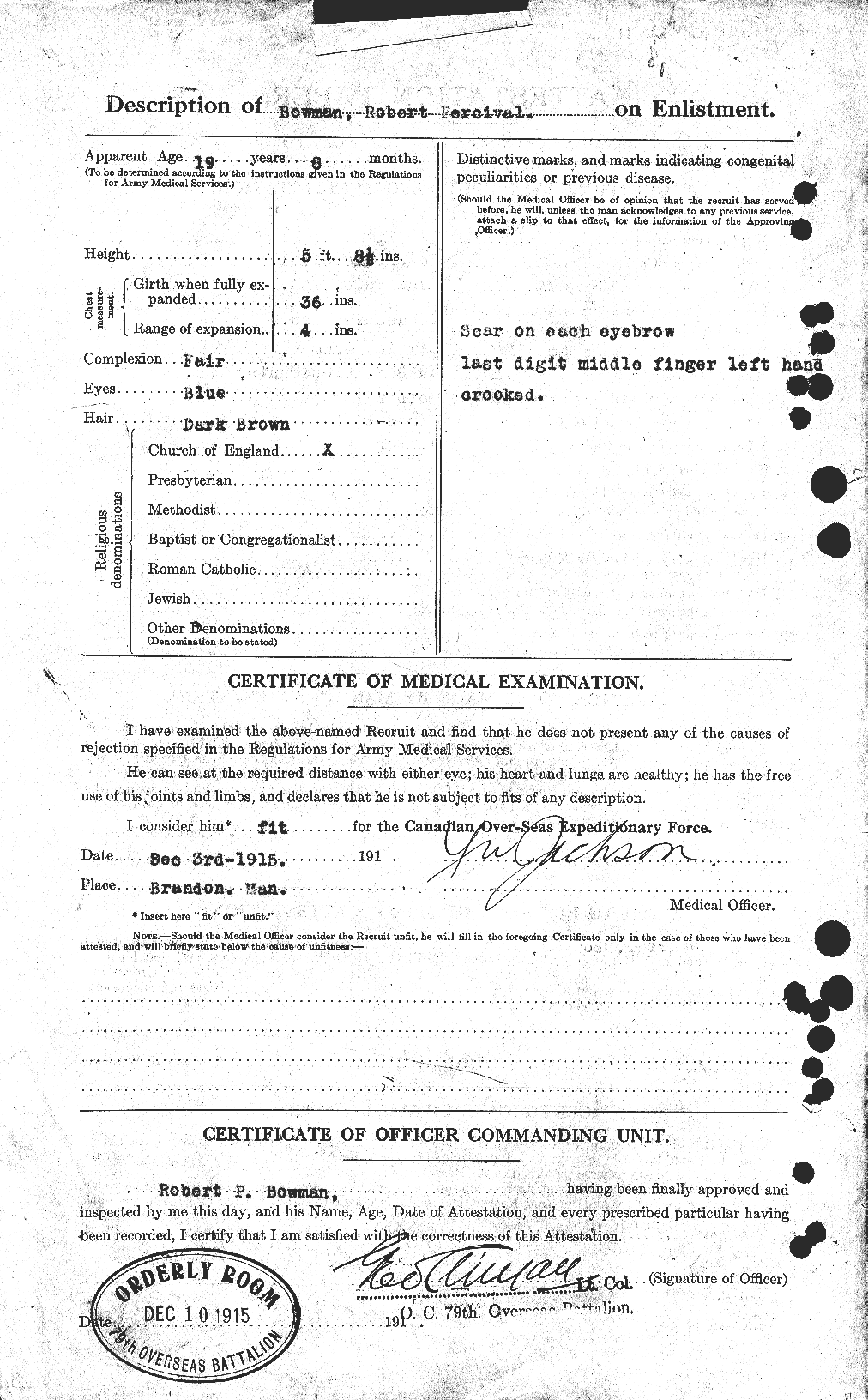 Dossiers du Personnel de la Première Guerre mondiale - CEC 256131b