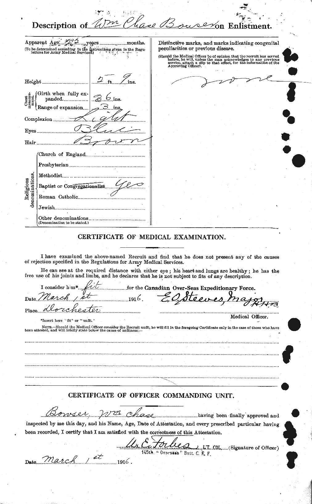 Dossiers du Personnel de la Première Guerre mondiale - CEC 256276b