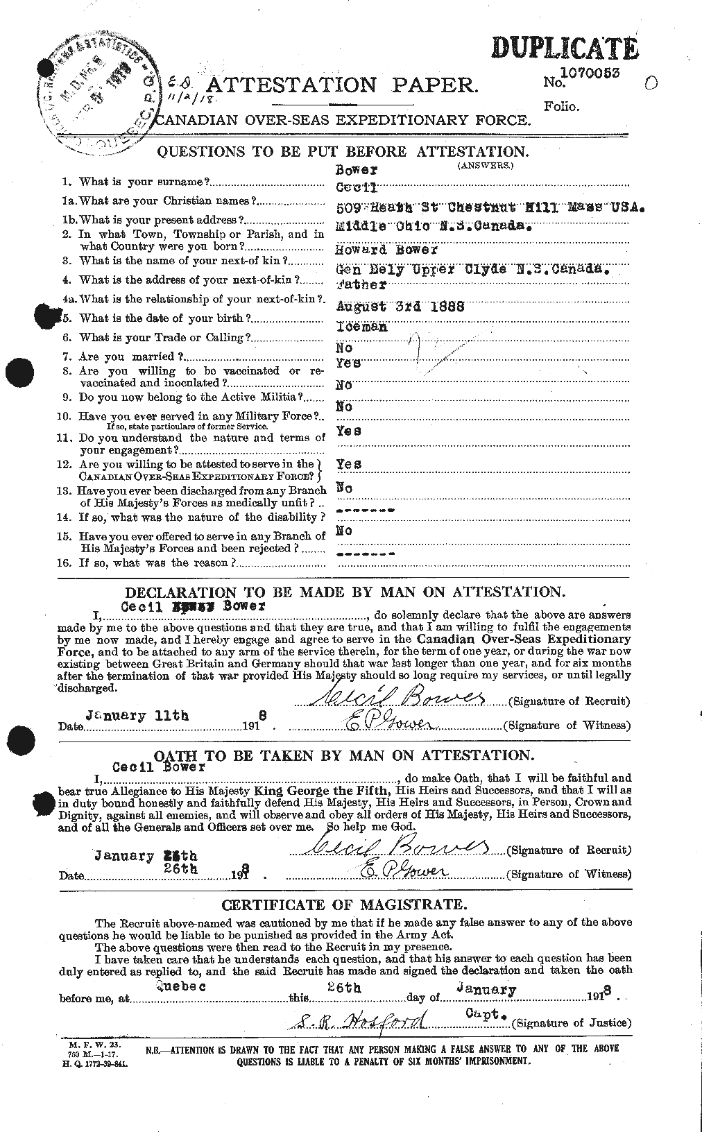 Personnel Records of the First World War - CEF 256718a