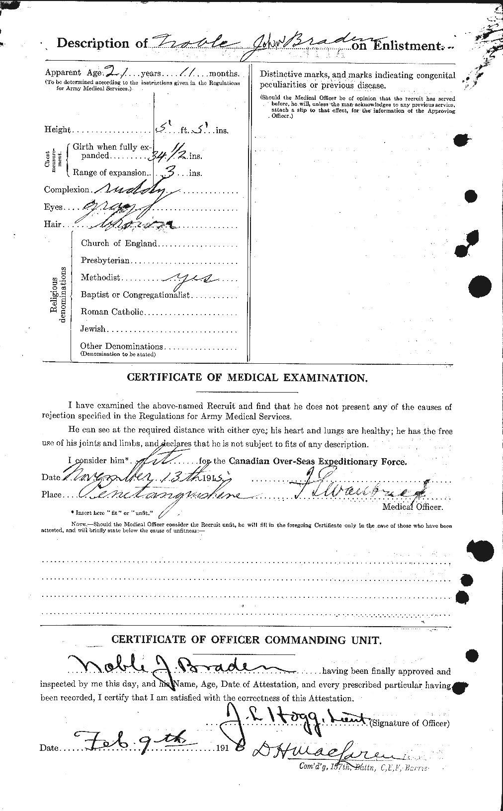 Dossiers du Personnel de la Première Guerre mondiale - CEC 256868b