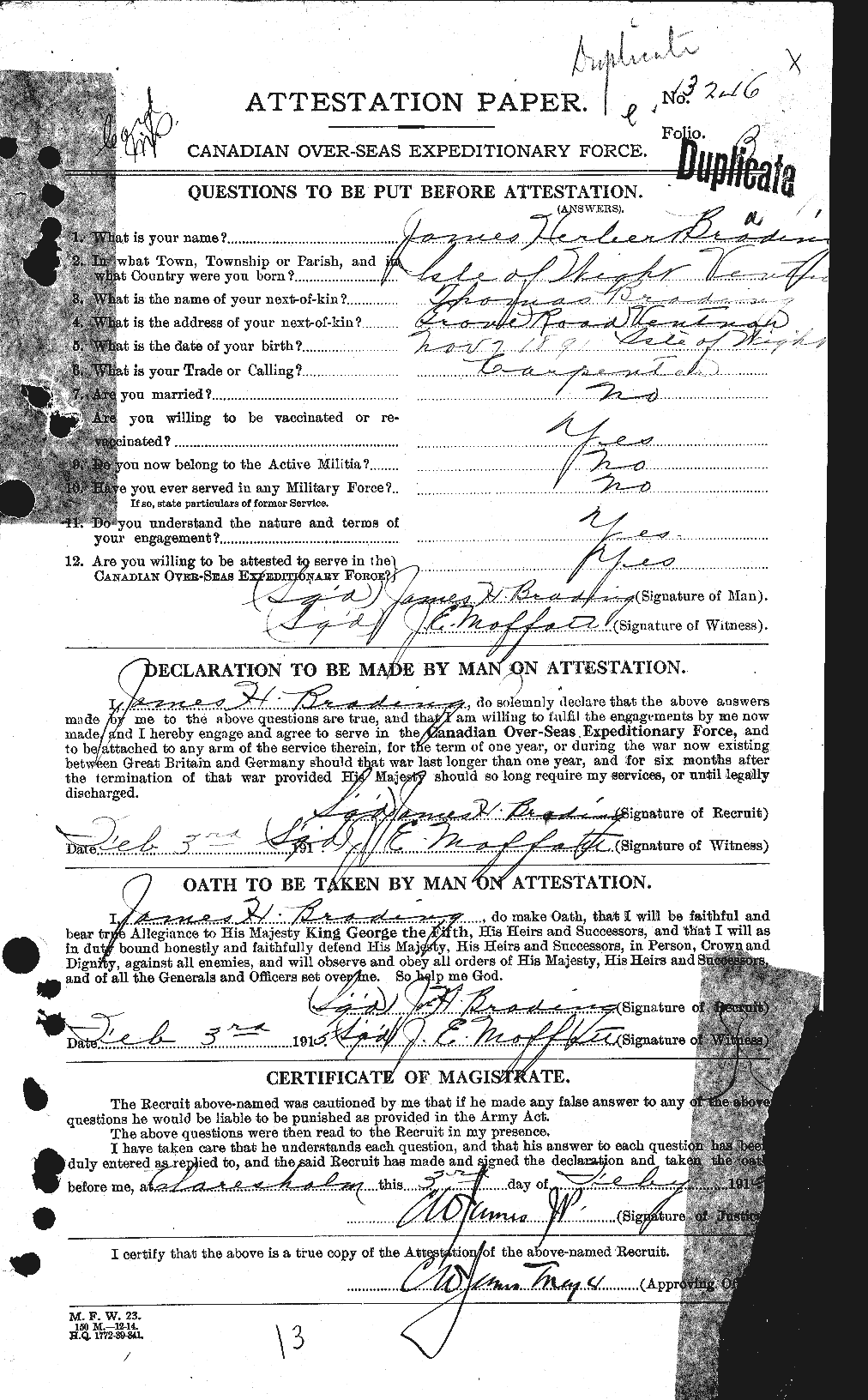 Personnel Records of the First World War - CEF 256871a