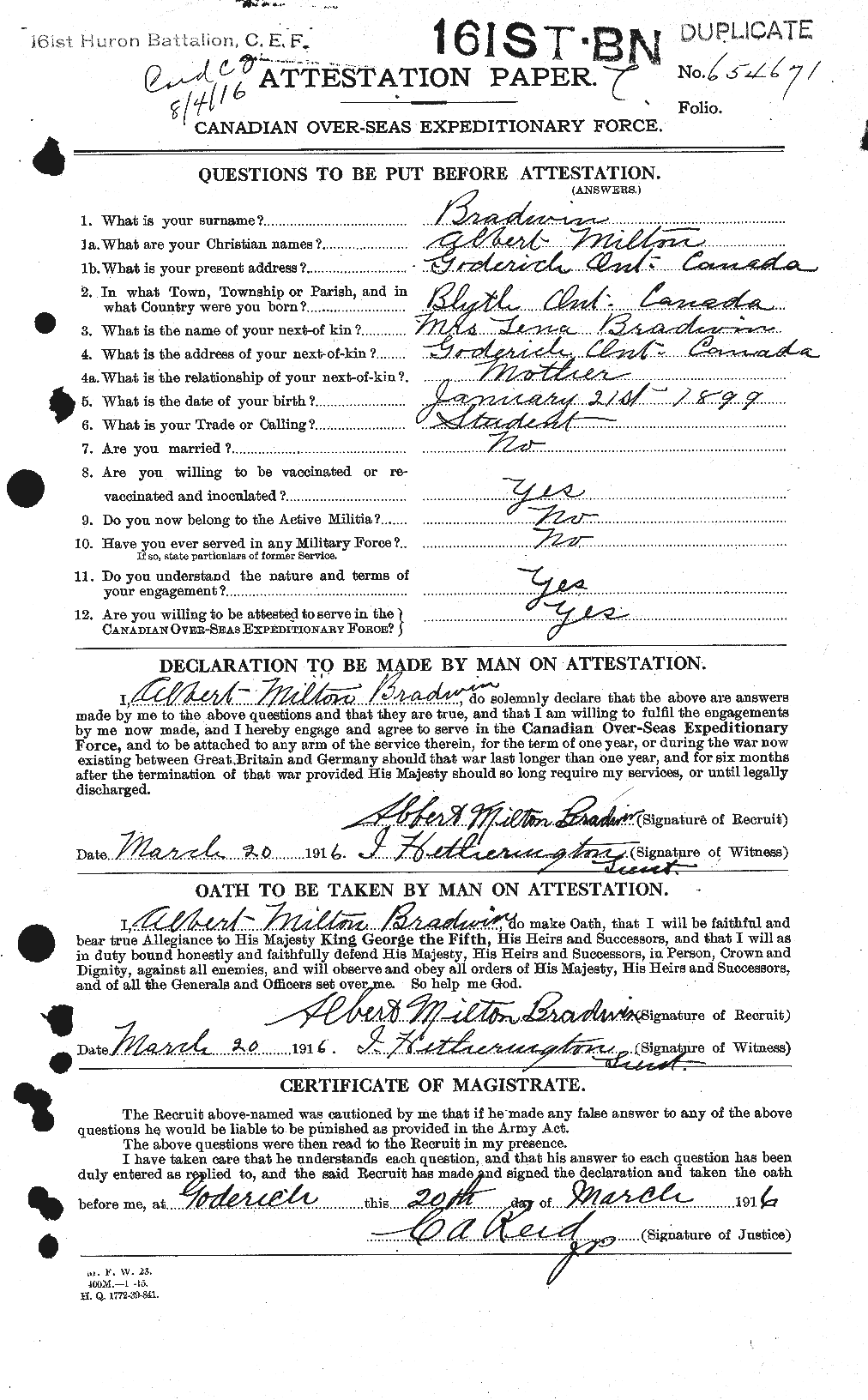 Personnel Records of the First World War - CEF 257103a