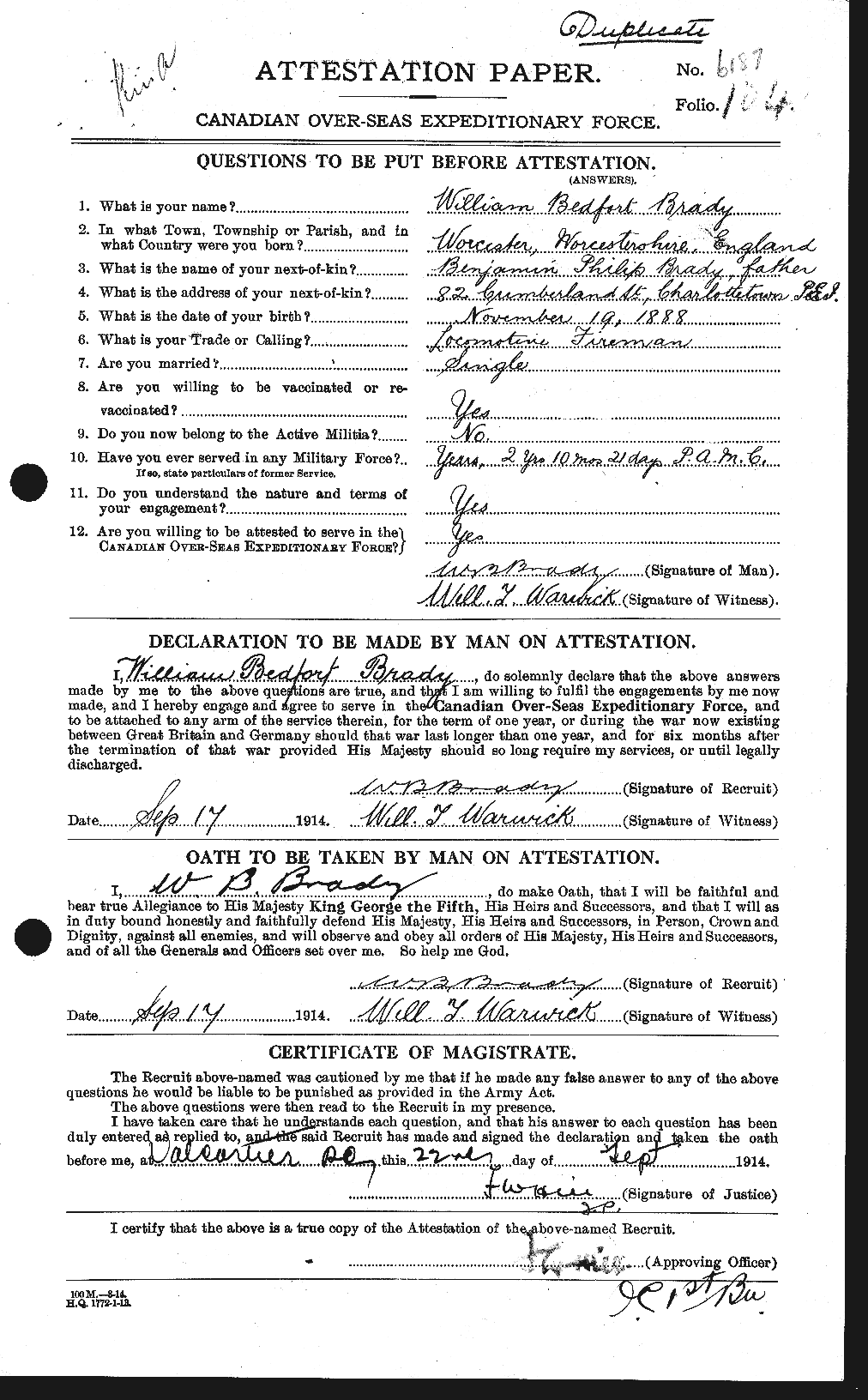 Personnel Records of the First World War - CEF 257268a