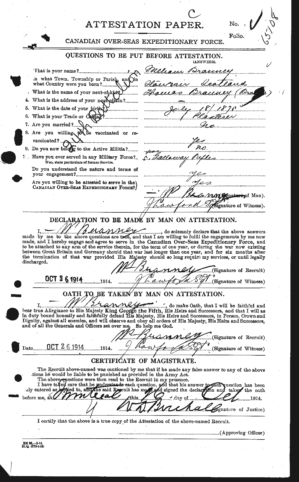 Personnel Records of the First World War - CEF 257784a