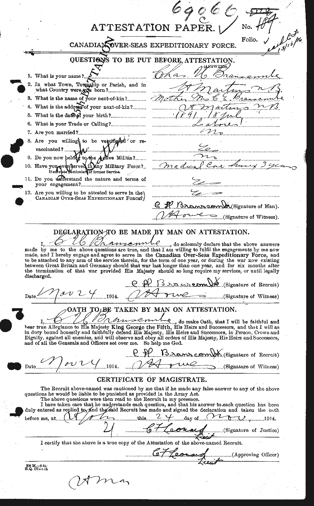 Personnel Records of the First World War - CEF 257794a