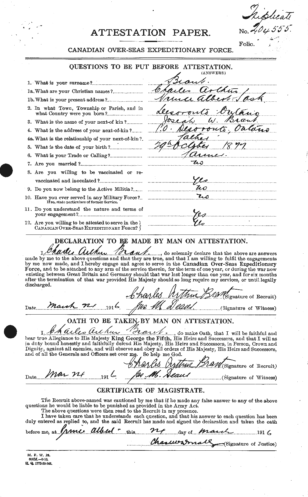 Personnel Records of the First World War - CEF 257840a