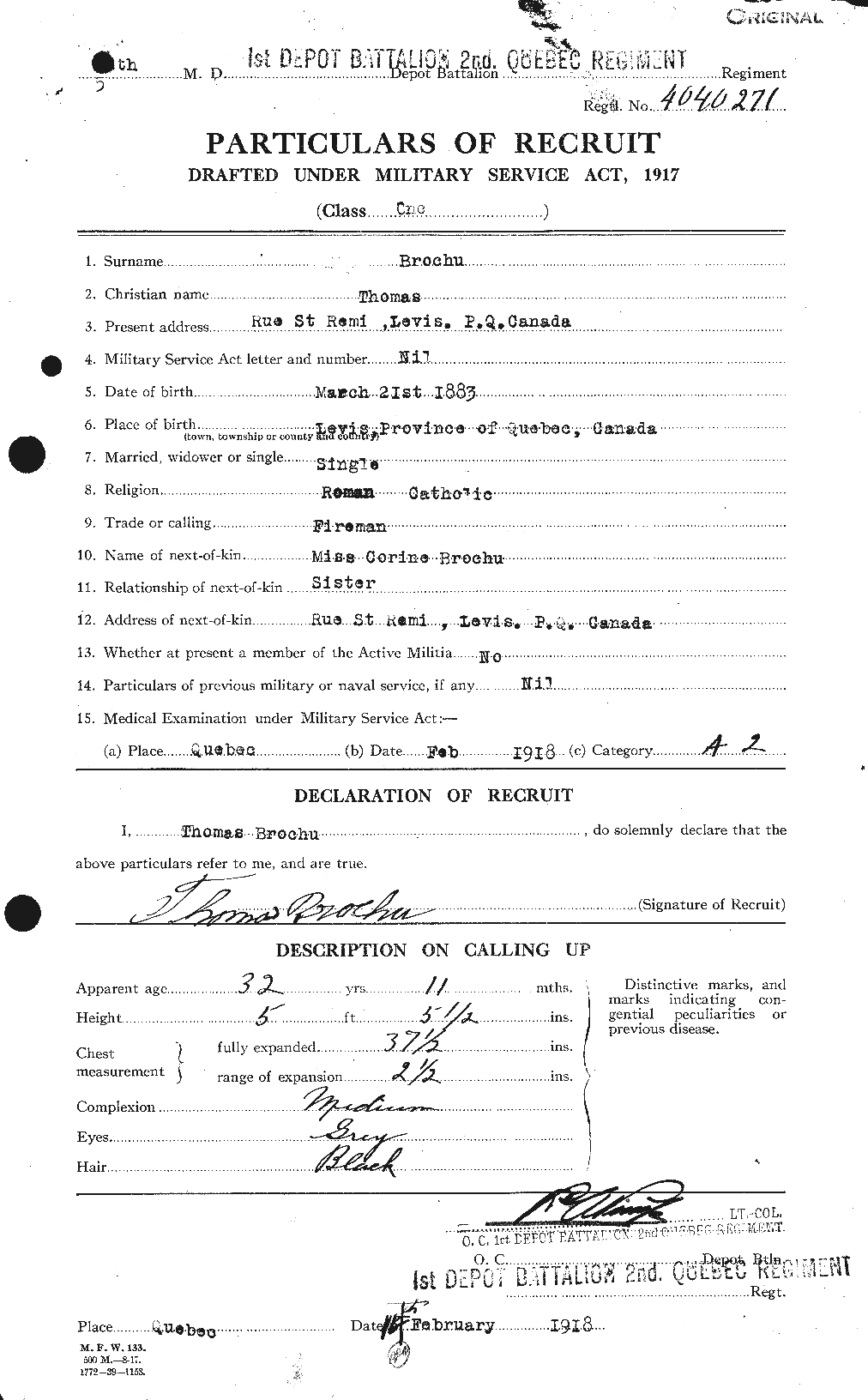 Personnel Records of the First World War - CEF 258165a