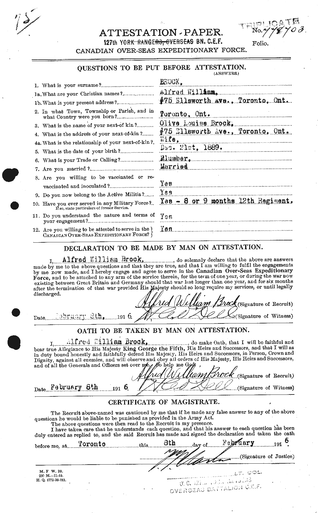 Personnel Records of the First World War - CEF 258170a