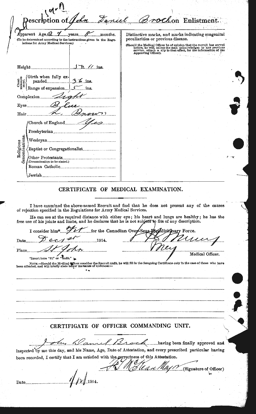 Dossiers du Personnel de la Première Guerre mondiale - CEC 258219b