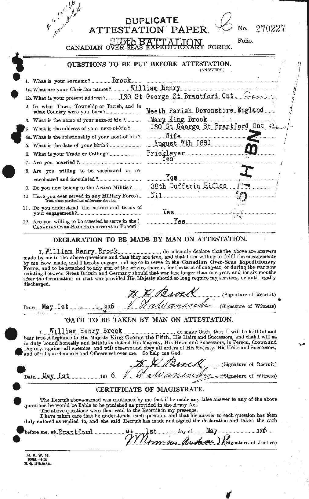 Personnel Records of the First World War - CEF 258250a