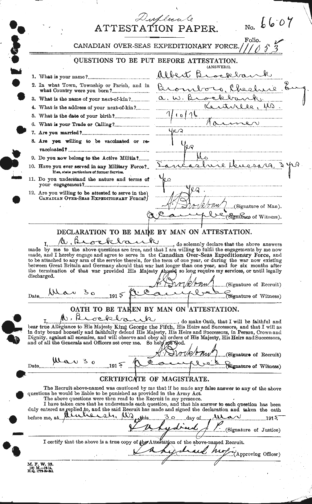 Personnel Records of the First World War - CEF 258255a