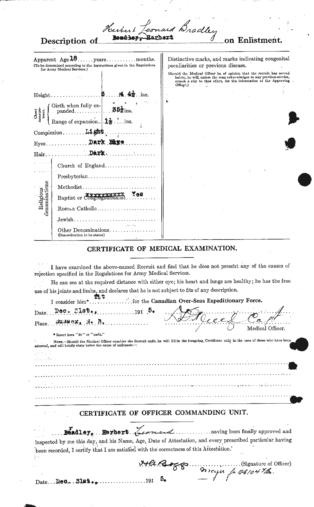 Dossiers du Personnel de la Première Guerre mondiale - CEC 258437b