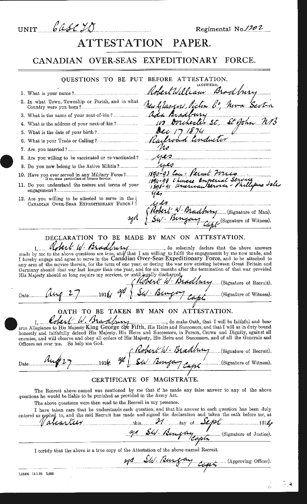 Personnel Records of the First World War - CEF 258539a