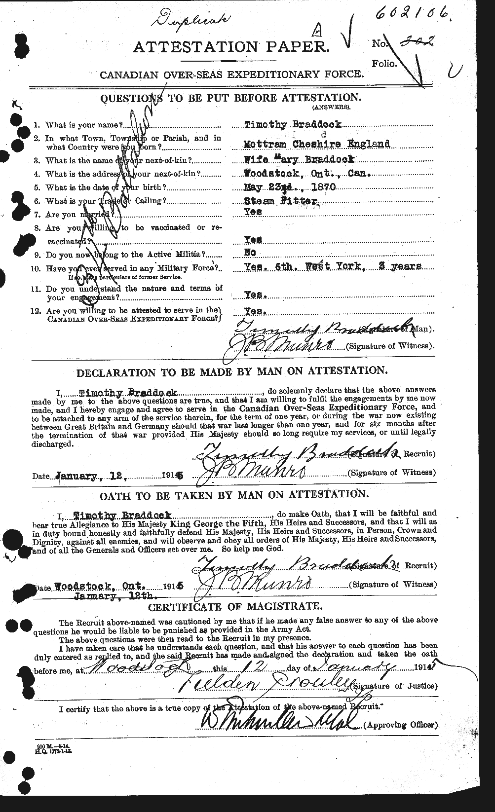 Personnel Records of the First World War - CEF 258558a