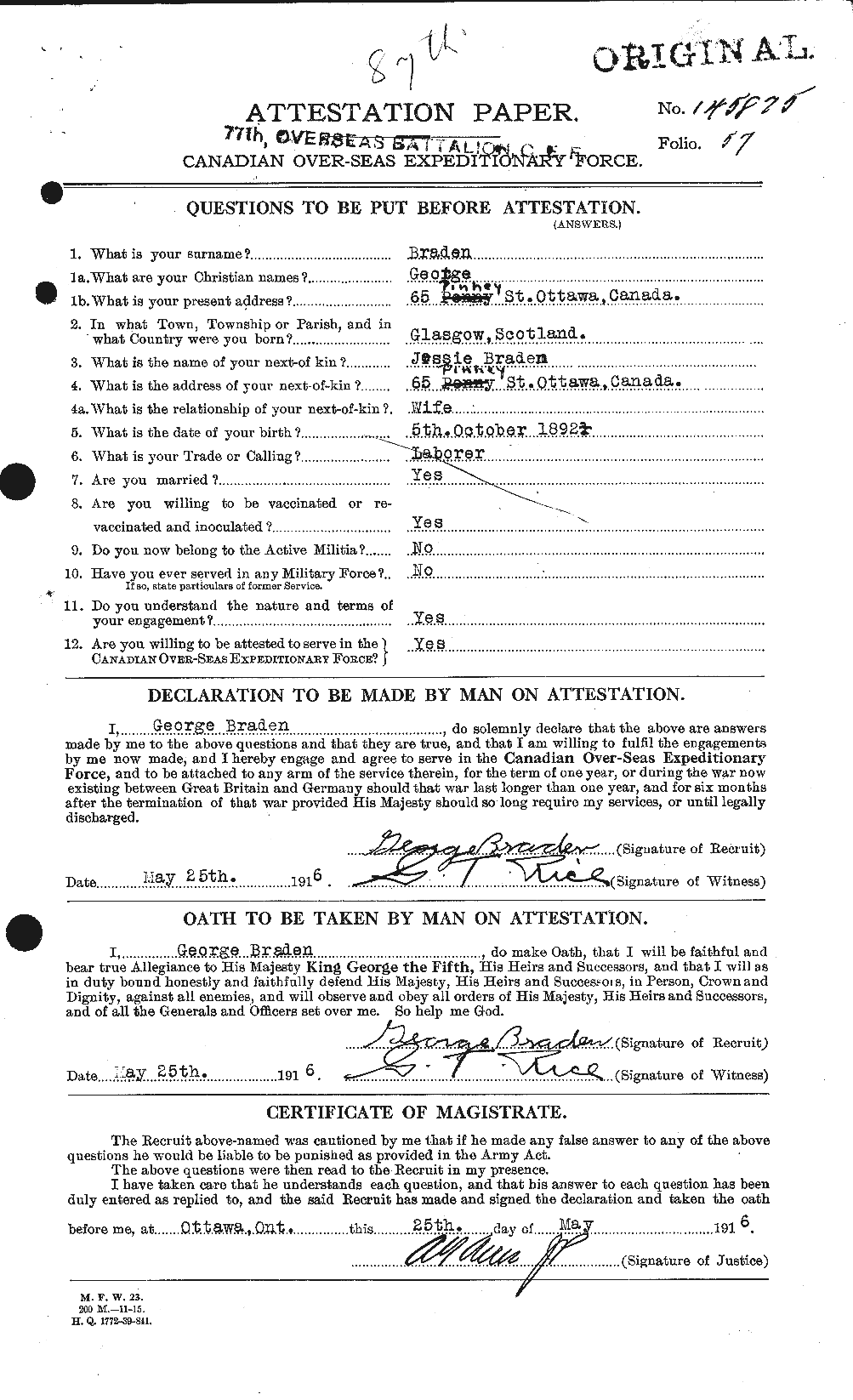 Personnel Records of the First World War - CEF 258576a