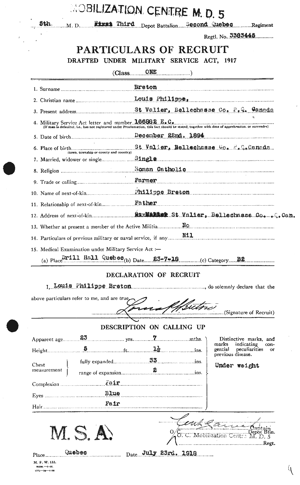 Personnel Records of the First World War - CEF 258795a