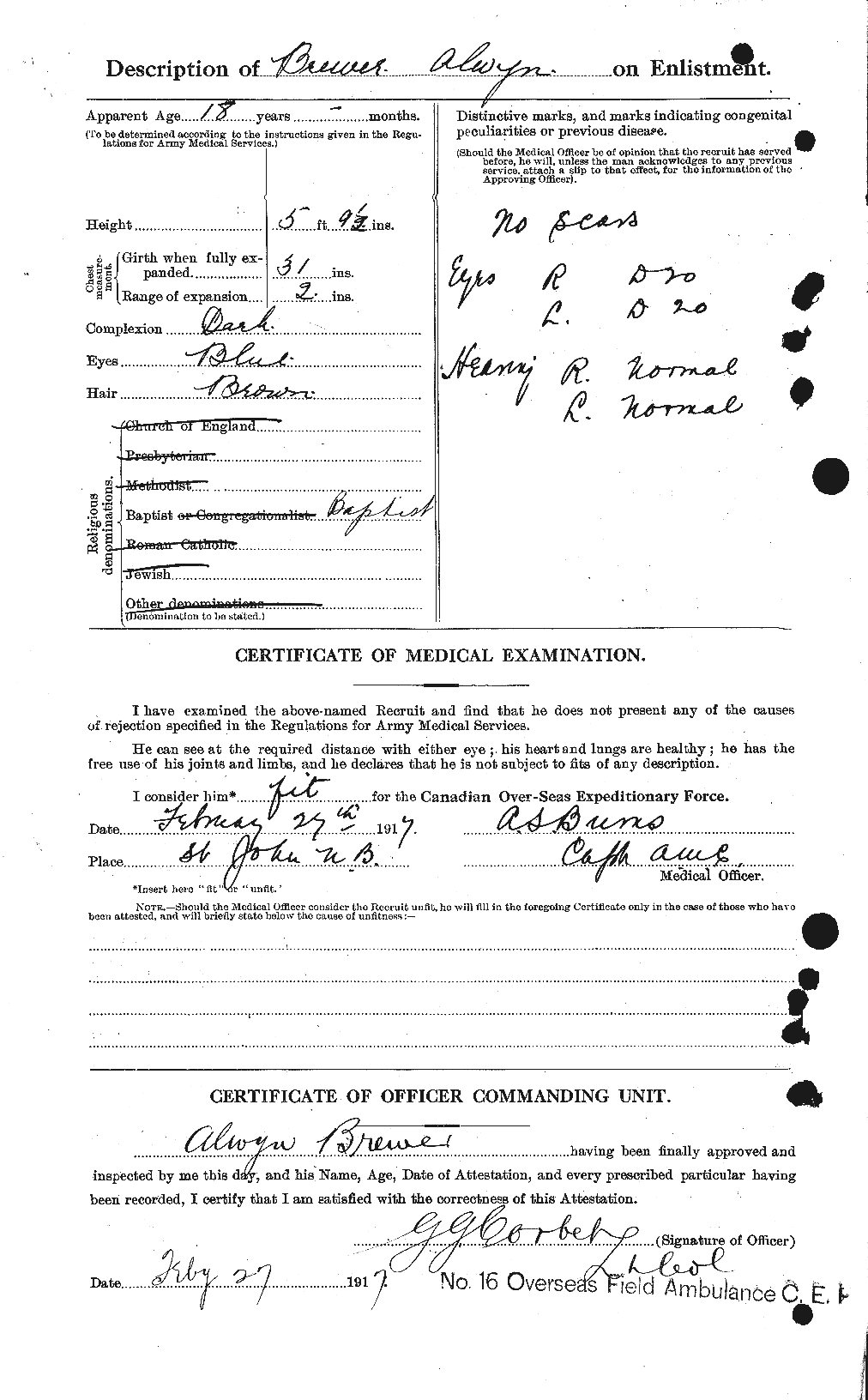 Personnel Records of the First World War - CEF 258921b