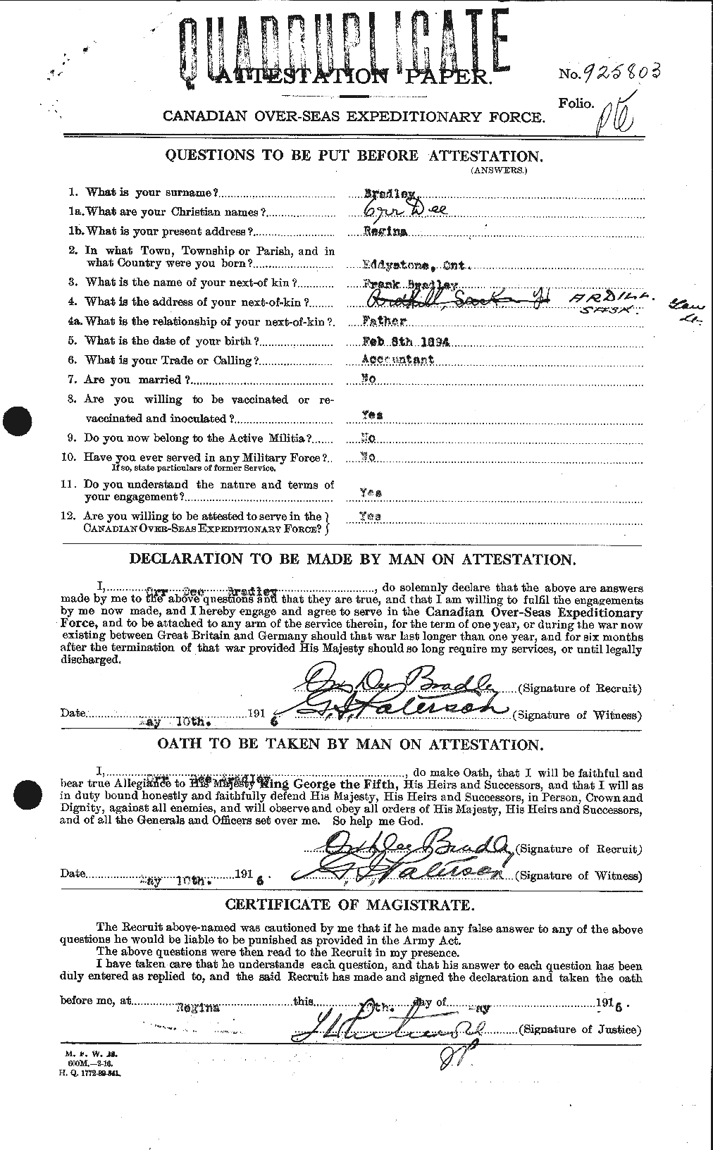 Personnel Records of the First World War - CEF 259059a
