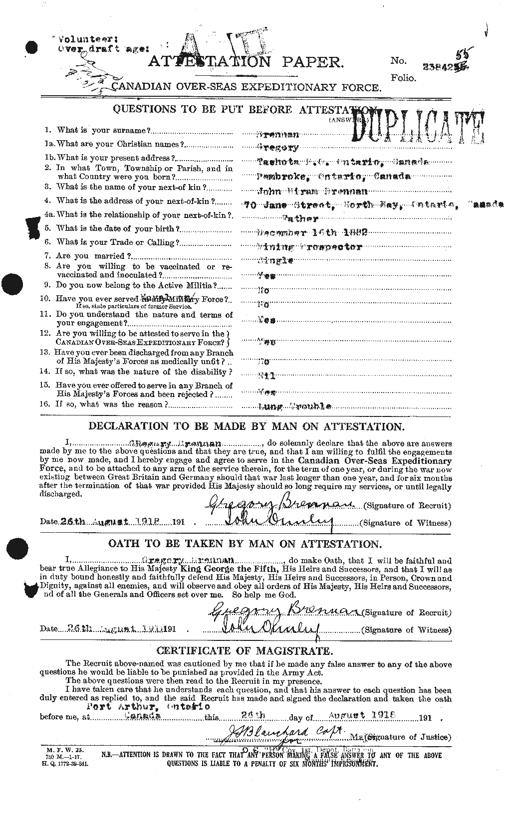 Personnel Records of the First World War - CEF 259310a