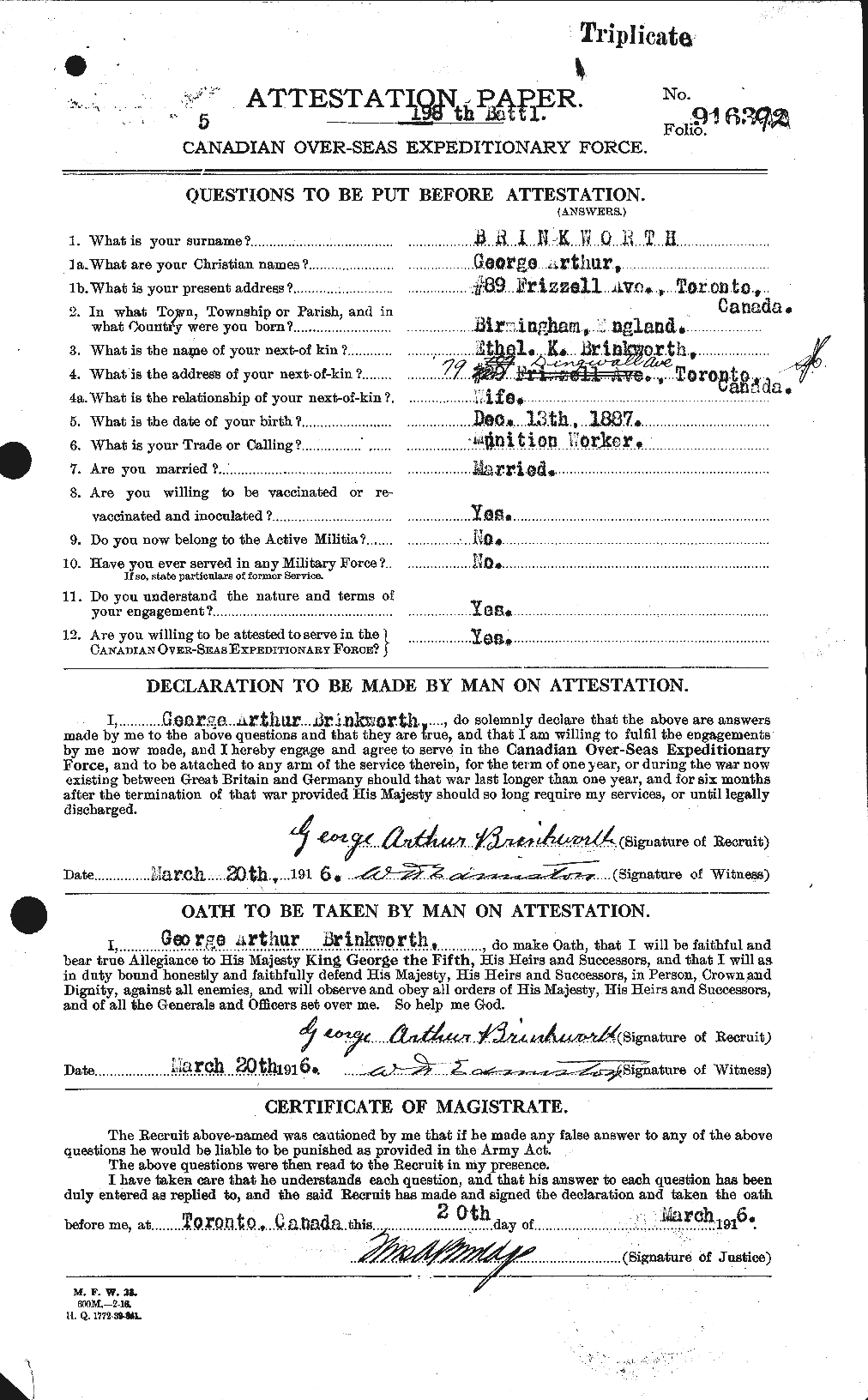 Personnel Records of the First World War - CEF 259388a