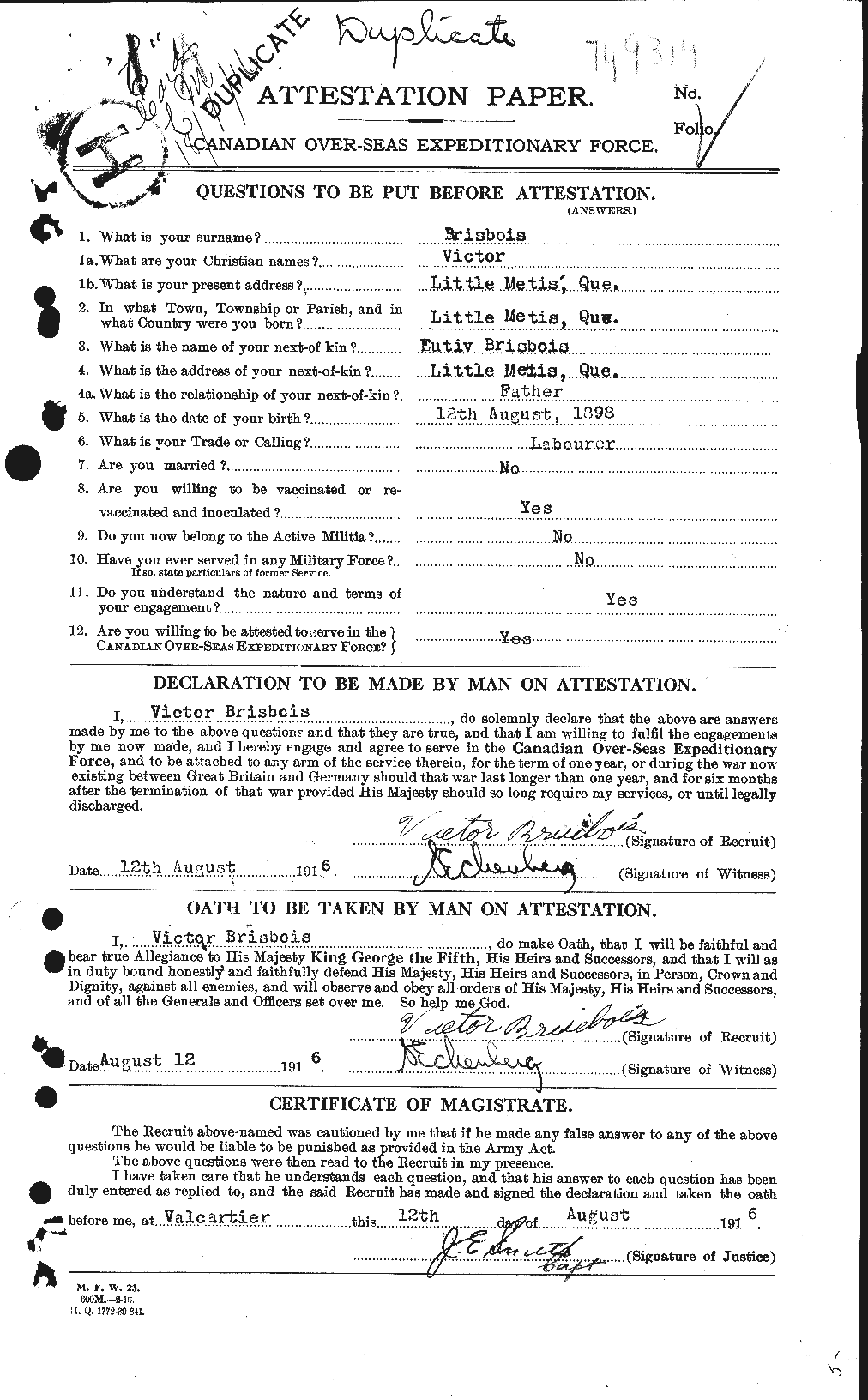 Personnel Records of the First World War - CEF 259449a