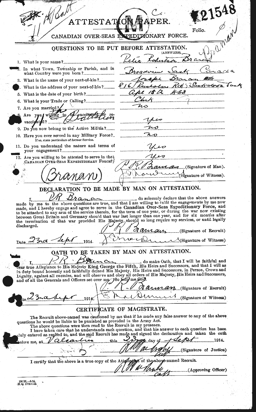 Personnel Records of the First World War - CEF 259650a