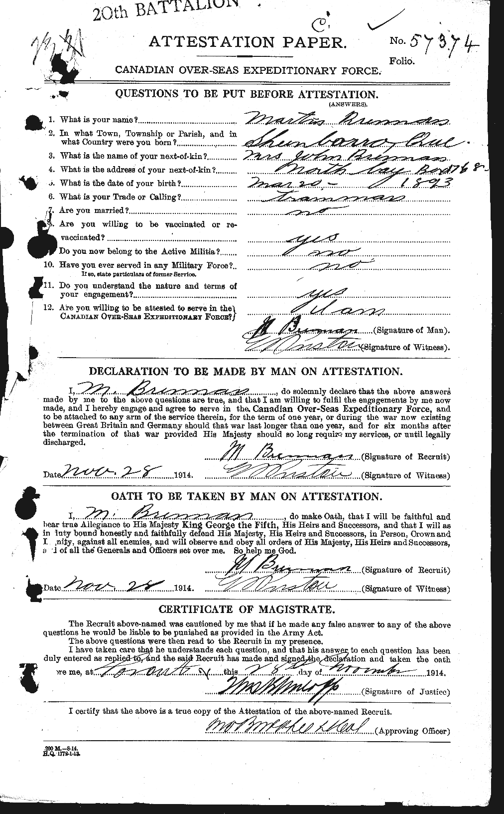 Personnel Records of the First World War - CEF 260121a