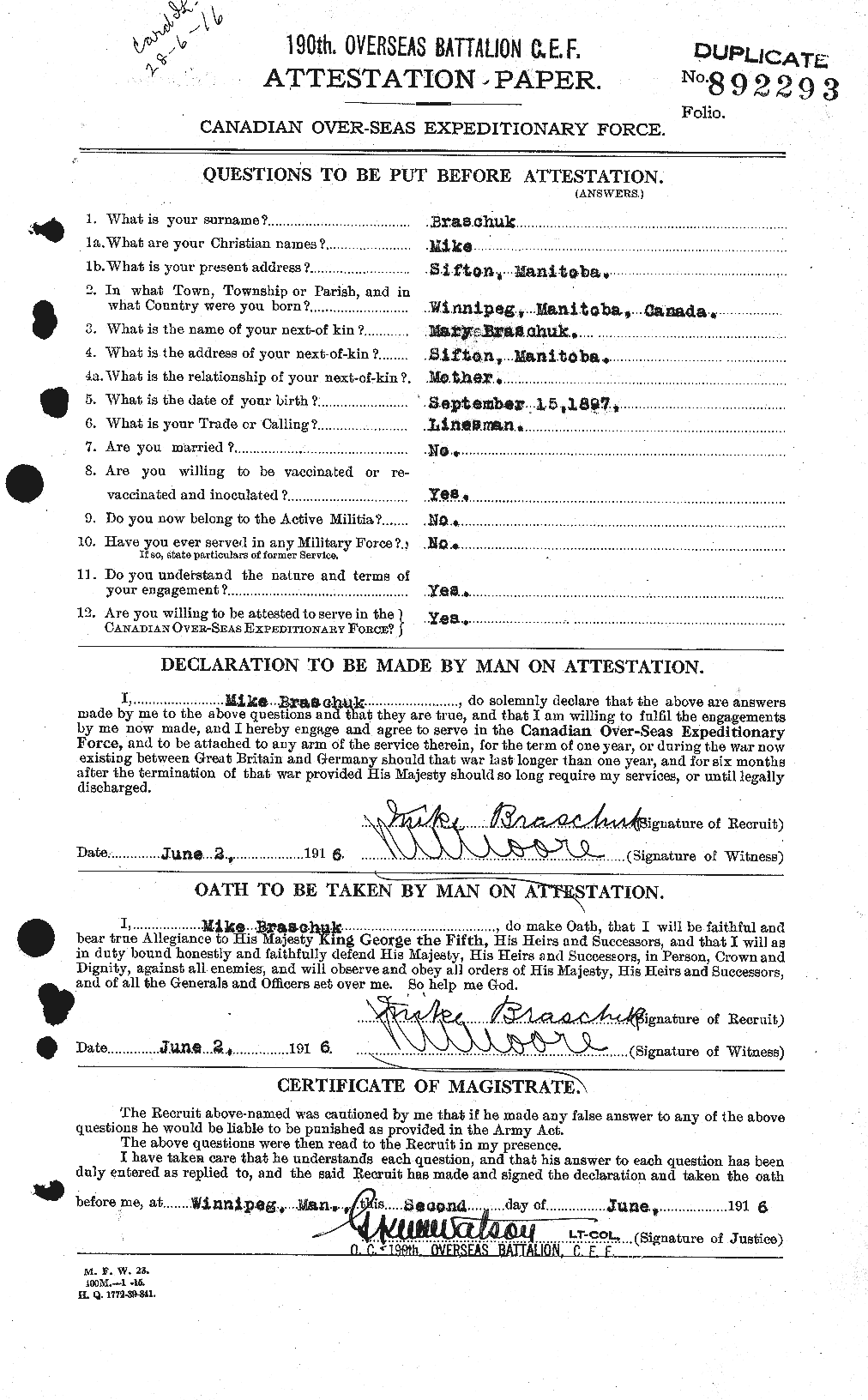 Personnel Records of the First World War - CEF 260415a
