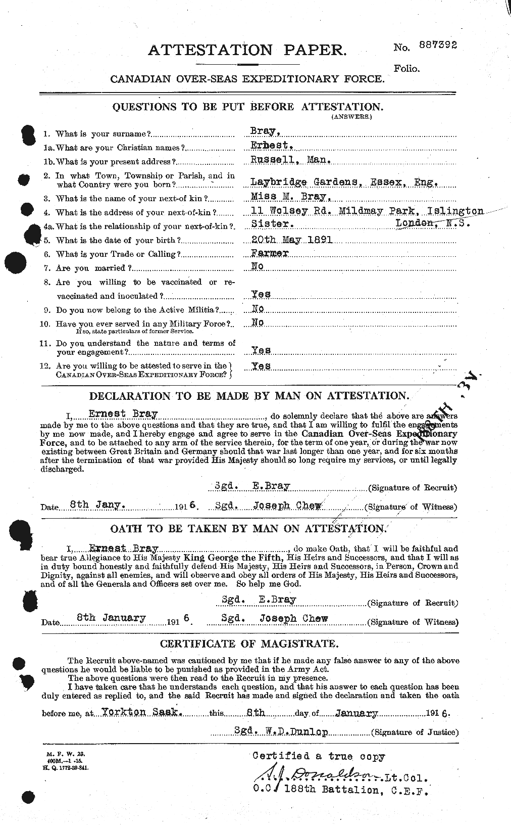 Personnel Records of the First World War - CEF 260702a