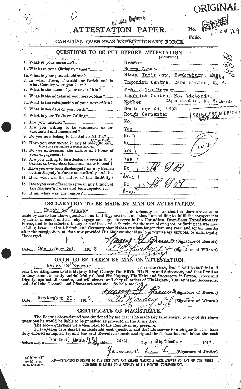 Personnel Records of the First World War - CEF 260757a