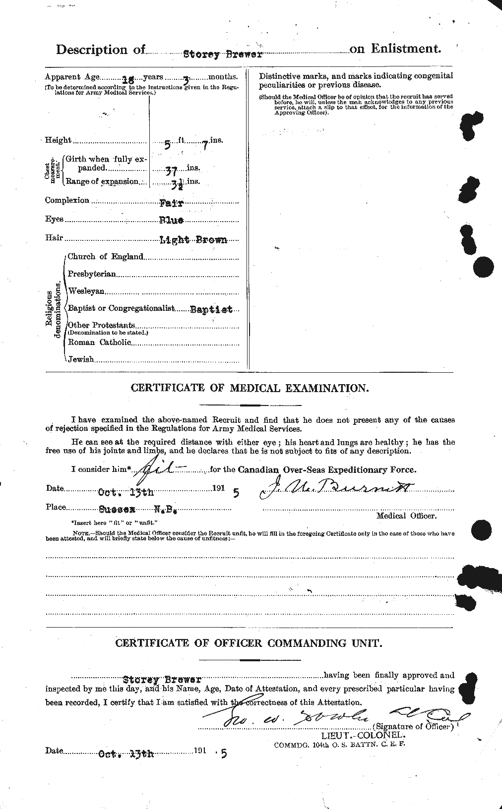 Dossiers du Personnel de la Première Guerre mondiale - CEC 260805b