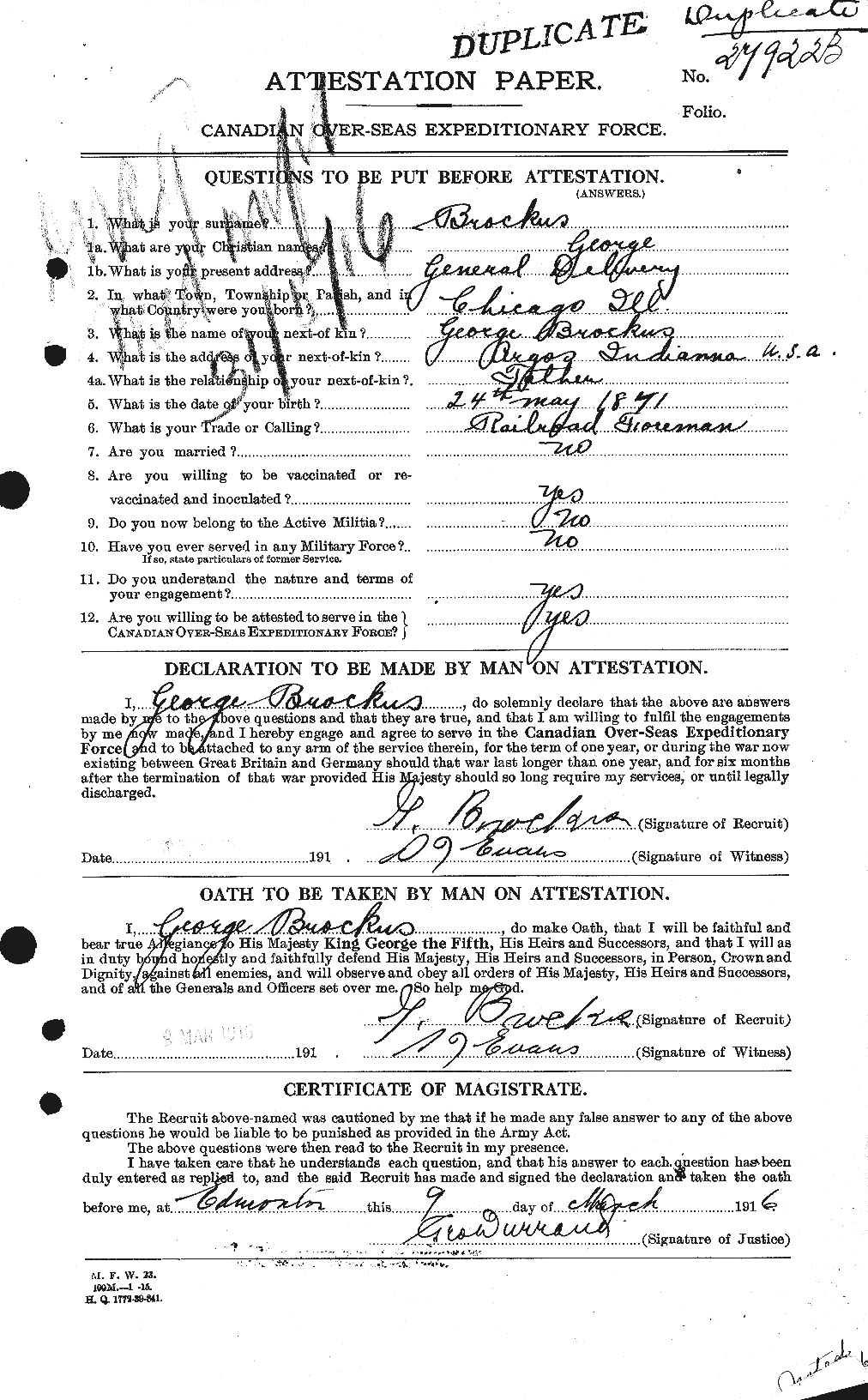 Personnel Records of the First World War - CEF 260946a